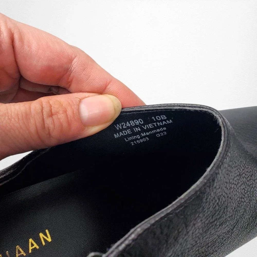 Cole Haan Vestry Womens Black Leather Pointed Toe Block‎ Heel Shooties 10B